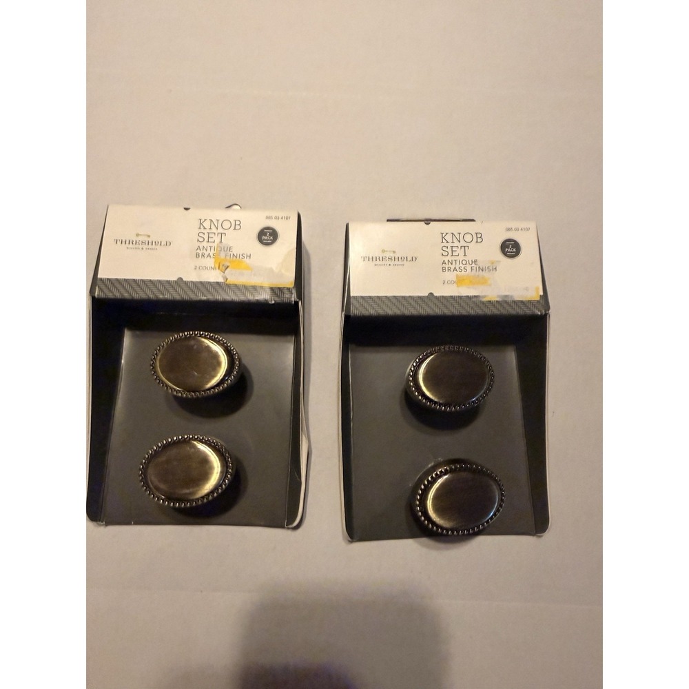 Threshold Antique Brass Finish 2 Count Knob Set With Mounting Hardware Inc 2set